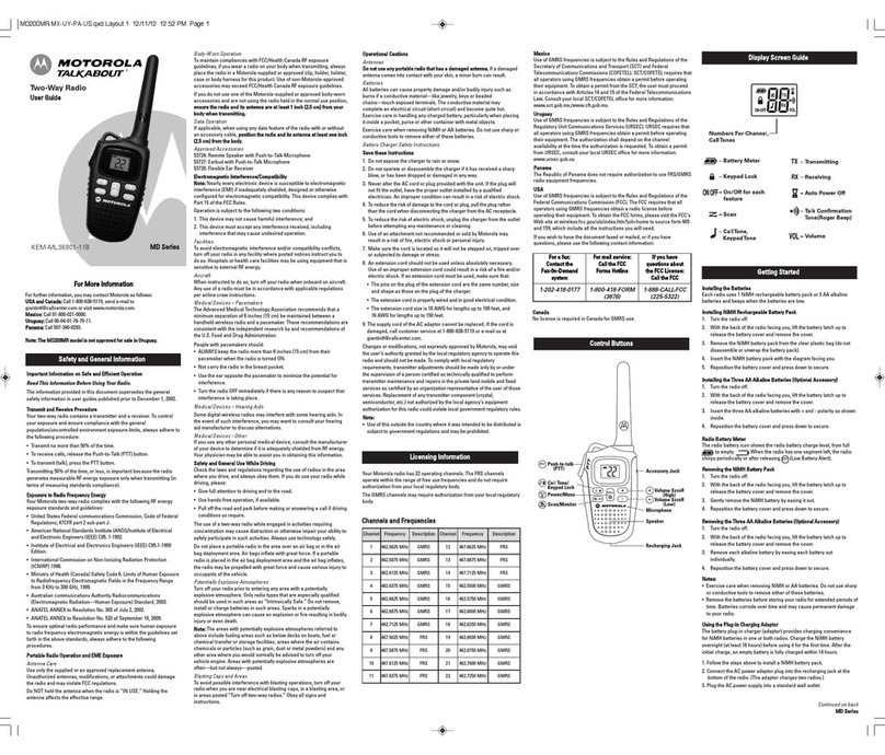 Motorola KEM-ML36801-11B User manual