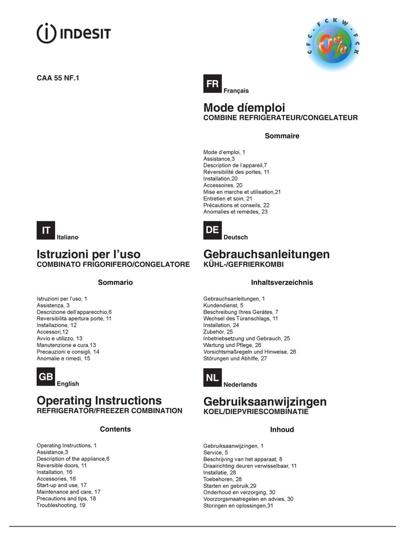 Indesit CAA 55 NF.1 operating instructions