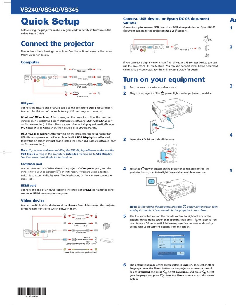 Epson VS240 Specification sheet