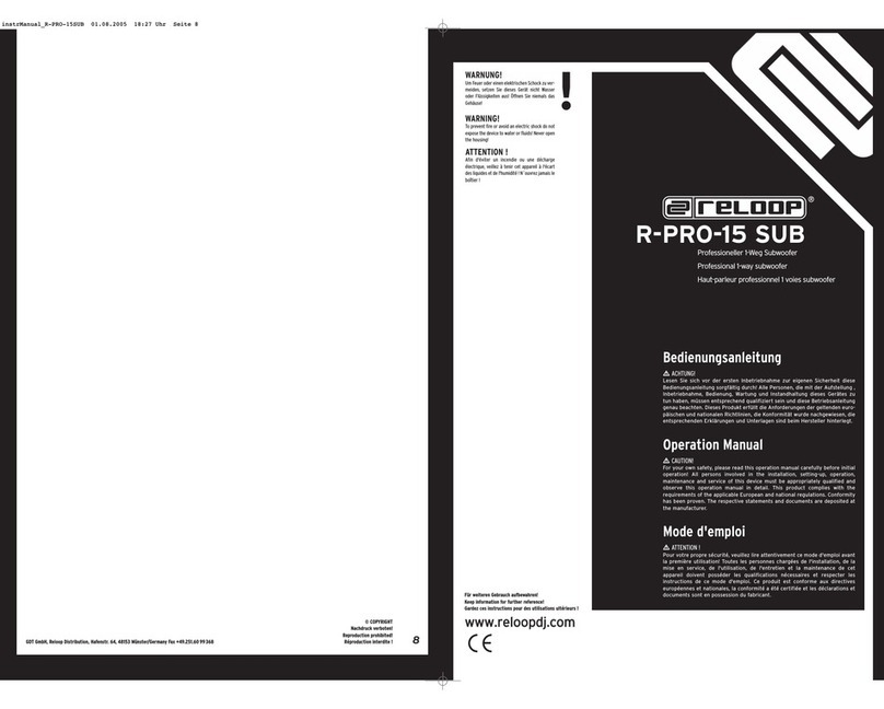 Reloop R-PRO-15 SUB User manual