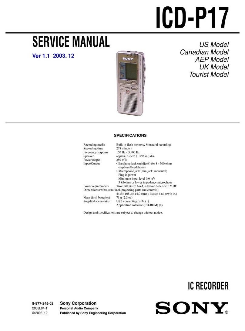Sony ICD-P17 - Ic Recorder Service manual