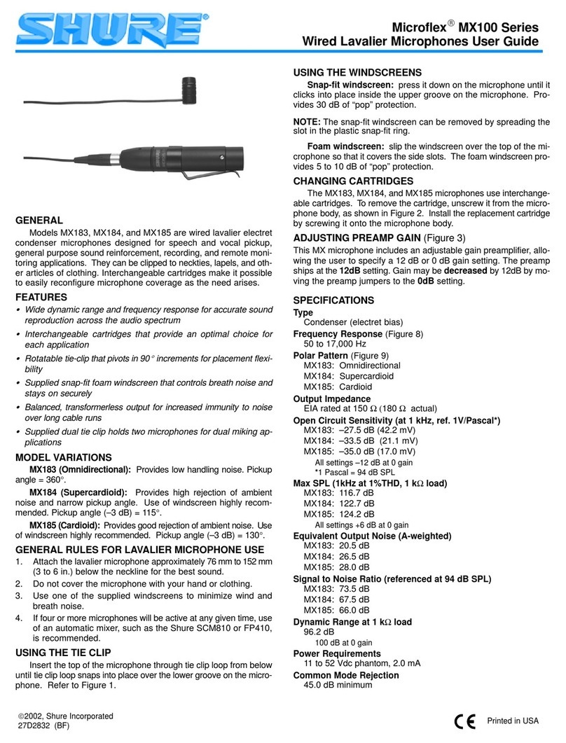 Shure Microflex MX183 User manual