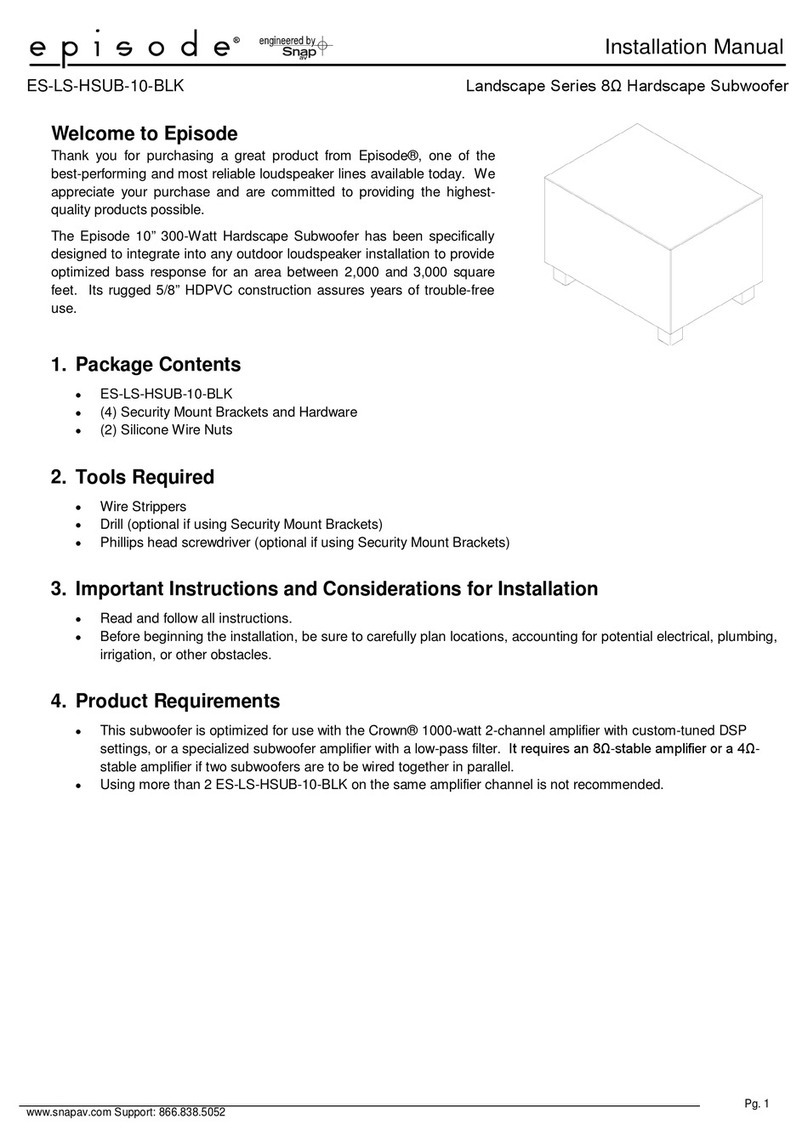 Episode ES-LS-HSUB-10-BLK User manual