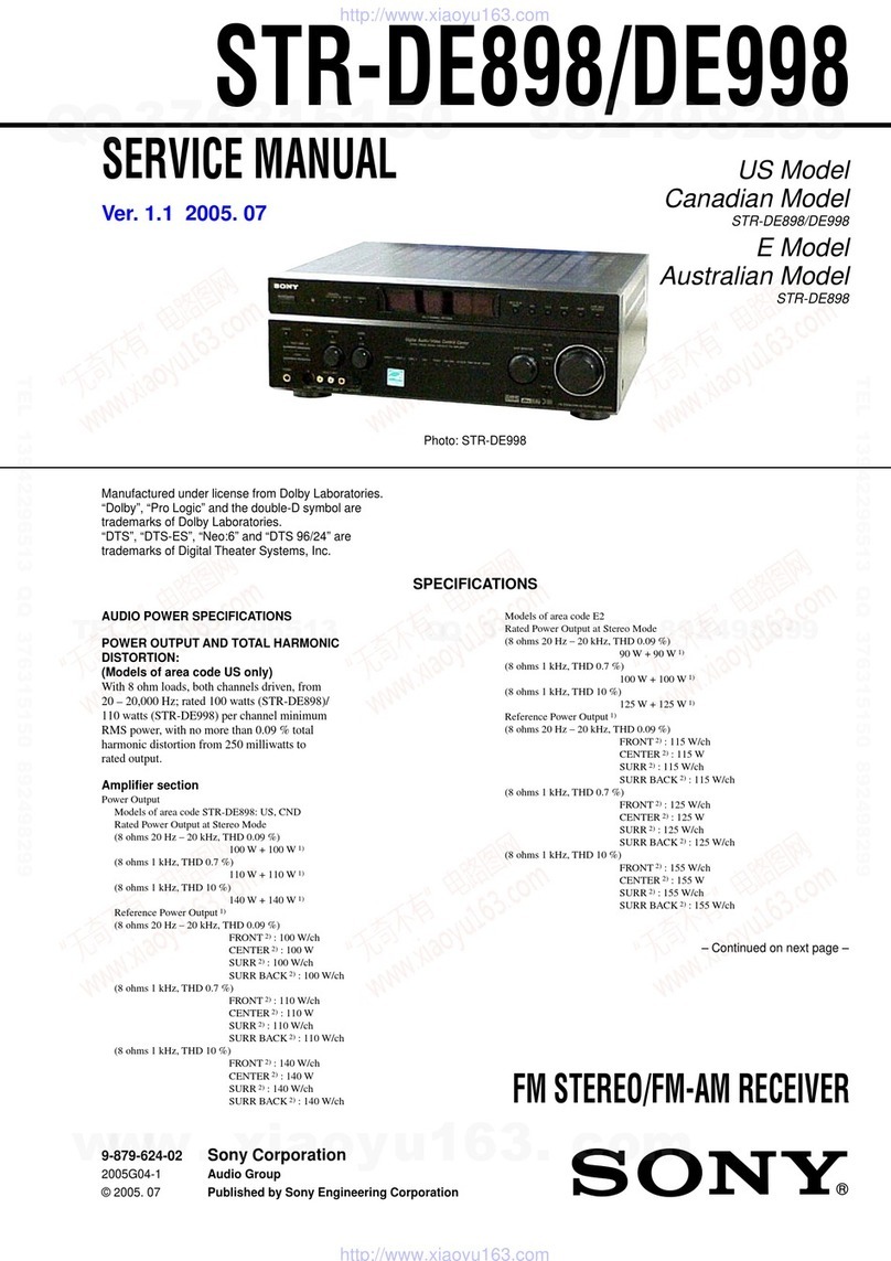 Sony STR-DE898 - Fm Stereo / Fm-am Receiver User manual