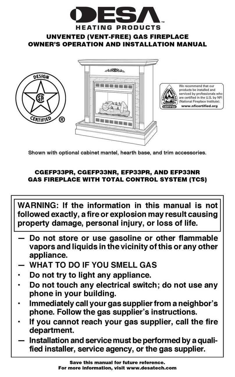 Desa Comfort Glow CGEFP33PR Quick start guide Desa Comfort Glow CGEFP33PR Quick start guide