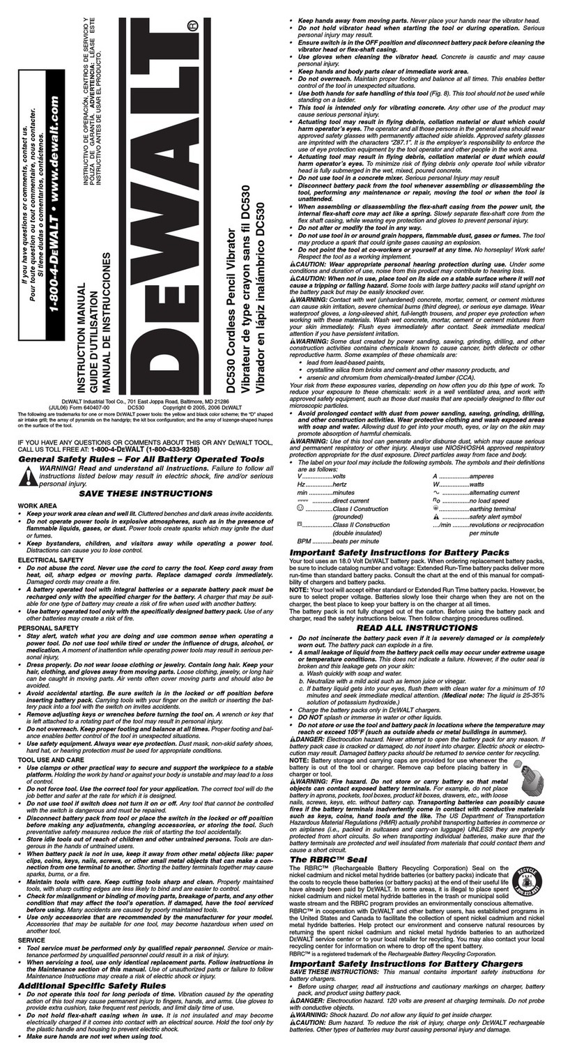 DeWalt DC530 User manual