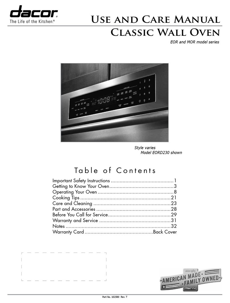 Dacor EOR series User manual Dacor EOR series User manual