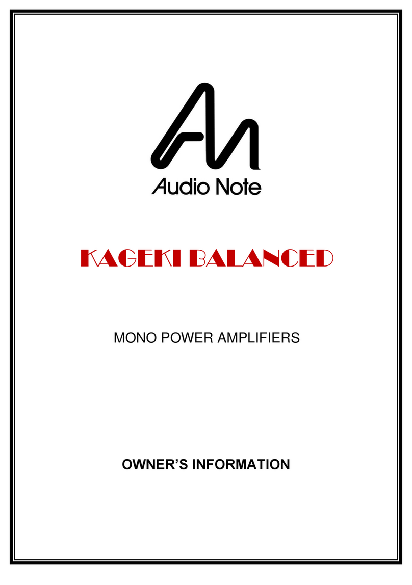 Audio Note KAGEKI BALANCED Owner's Information Audio Note KAGEKI BALANCED Owner's Information