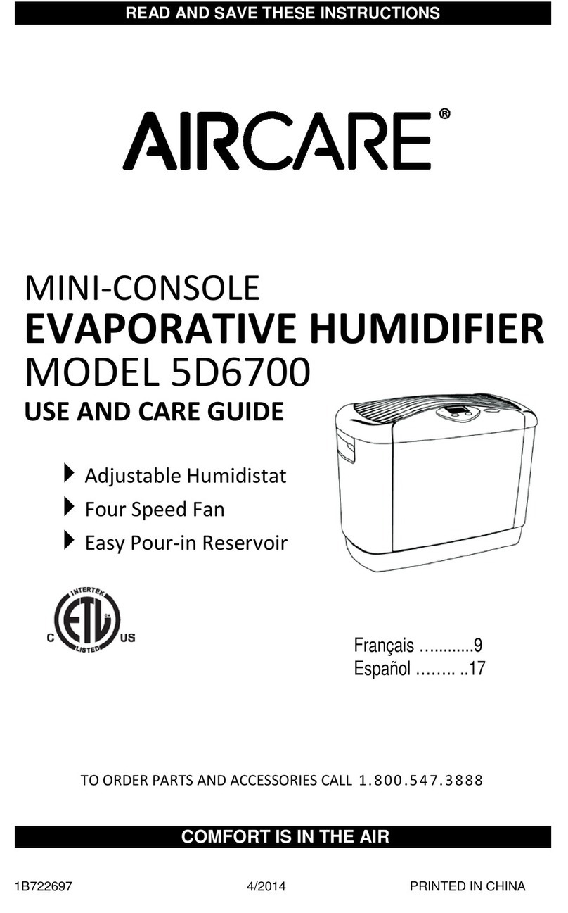 Aircare 5D6700 Use and care guide