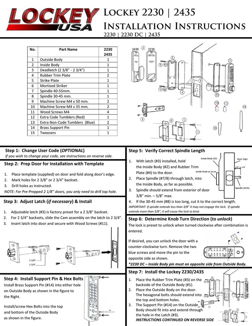 LOCKEY 2230 installation instructions