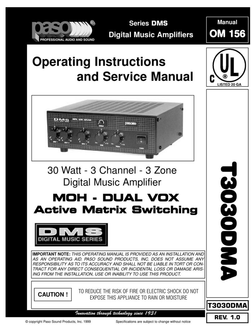 Paso Sound Products T3030DMA Operating instructions and service manual