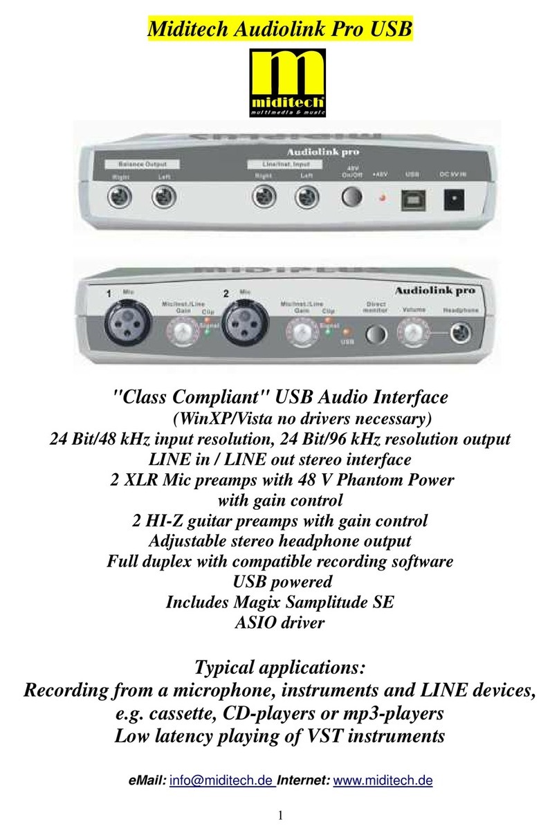 Miditech audiolink pro owner's manual