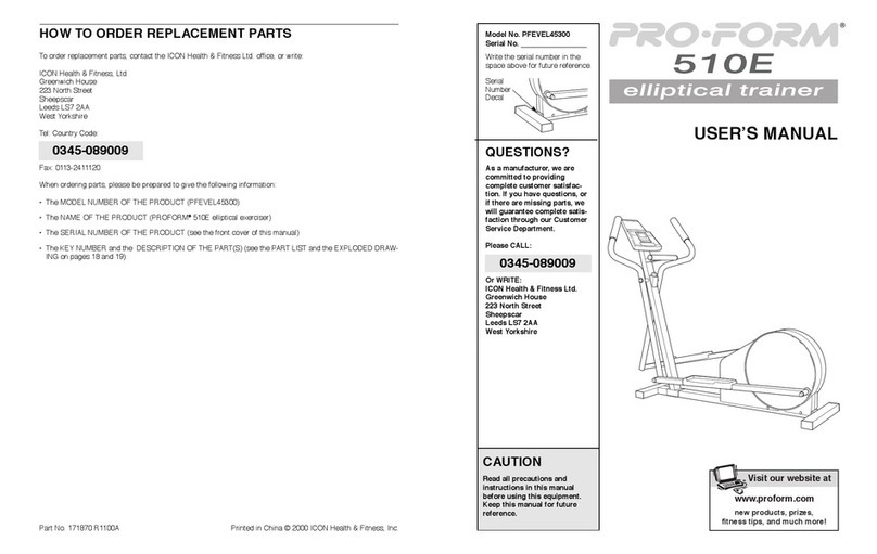 Pro-Form 510 E Elliptical User manual Pro-Form 510 E Elliptical User manual