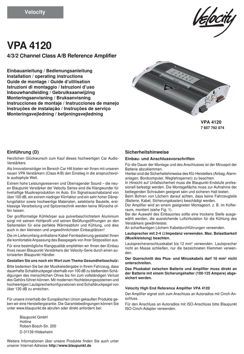Velocity VPA 4120 Installation & operating instructions