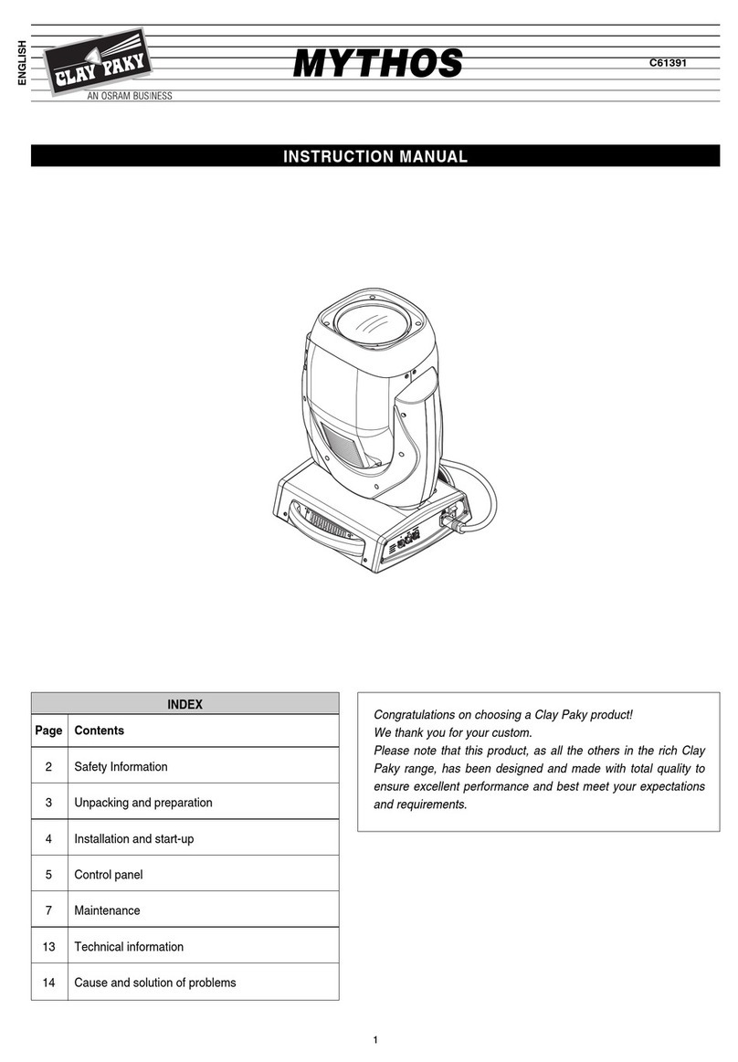 Claypaky MYTHOS C61391 instruction manual