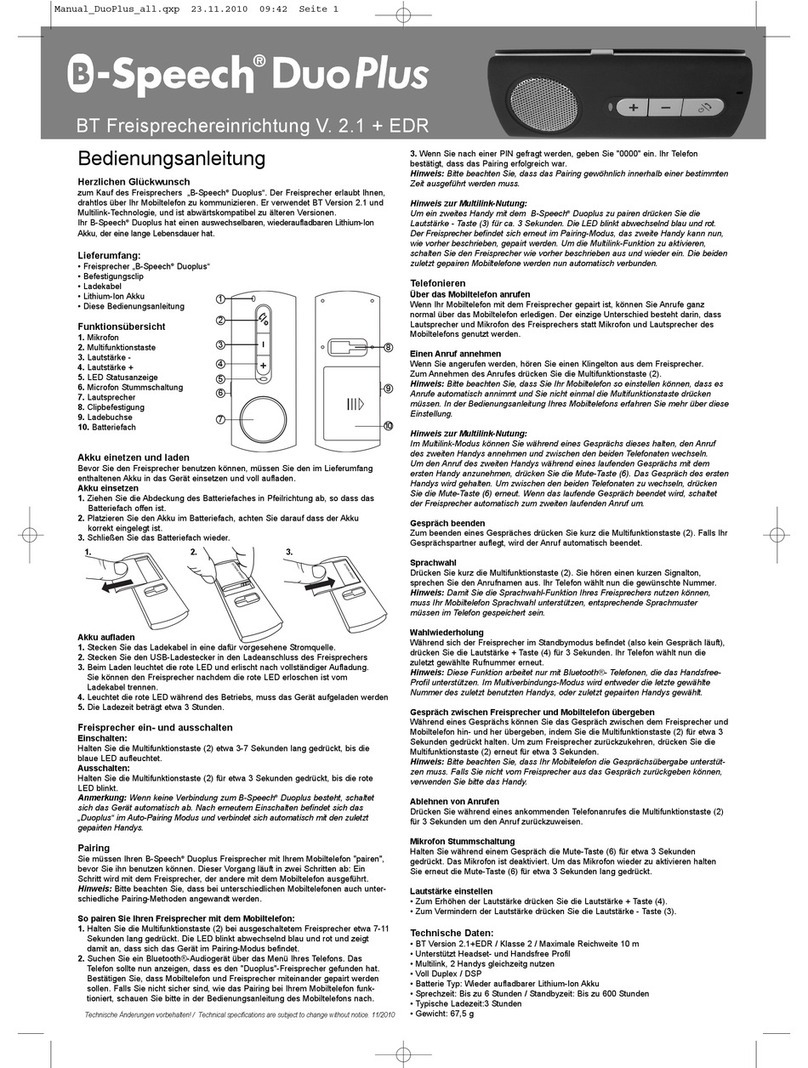 B-Speech Duo-Plus User manual