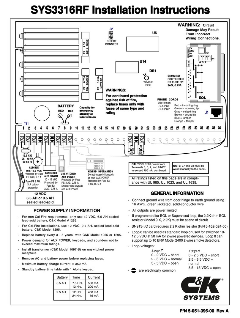 C & K Systems SYS3316RF installation instructions C & K Systems SYS3316RF installation instructions