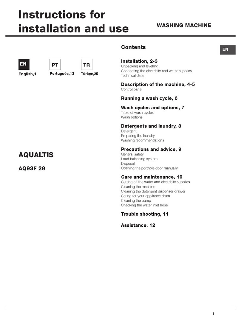 Hotpoint AQUALTIS AQ93F 29 Instructions for installation and use