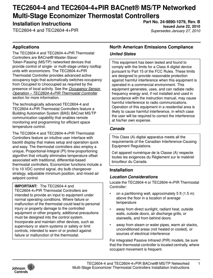 Johnson Controls TEC2604-4 User manual
