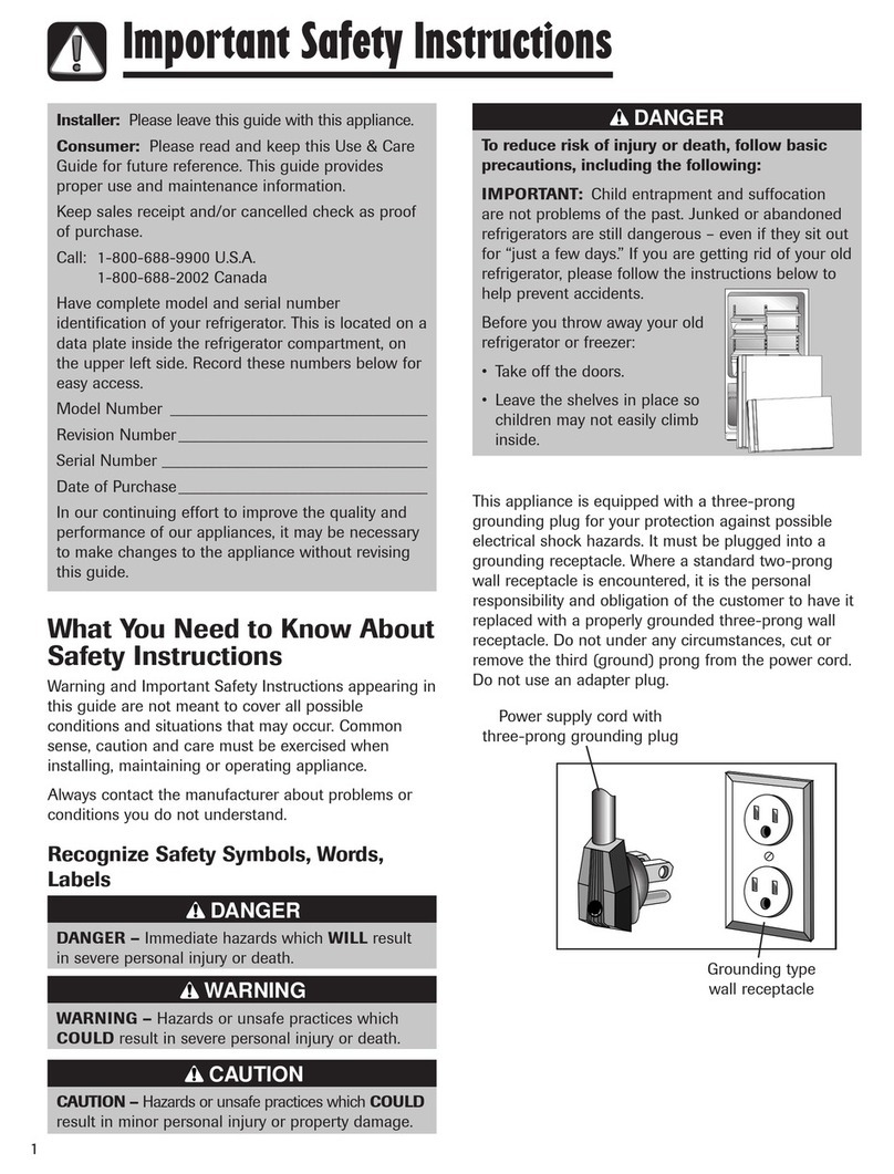Maytag MBF2256KEW - Bottom Freezer Refridgerator Important safety instructions Maytag MBF2256KEW - Bottom Freezer Refridgerator Important safety instructions