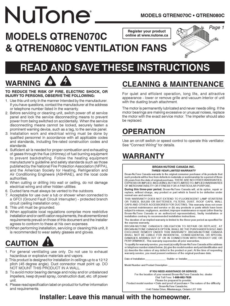NuTone QTREN070C User manual