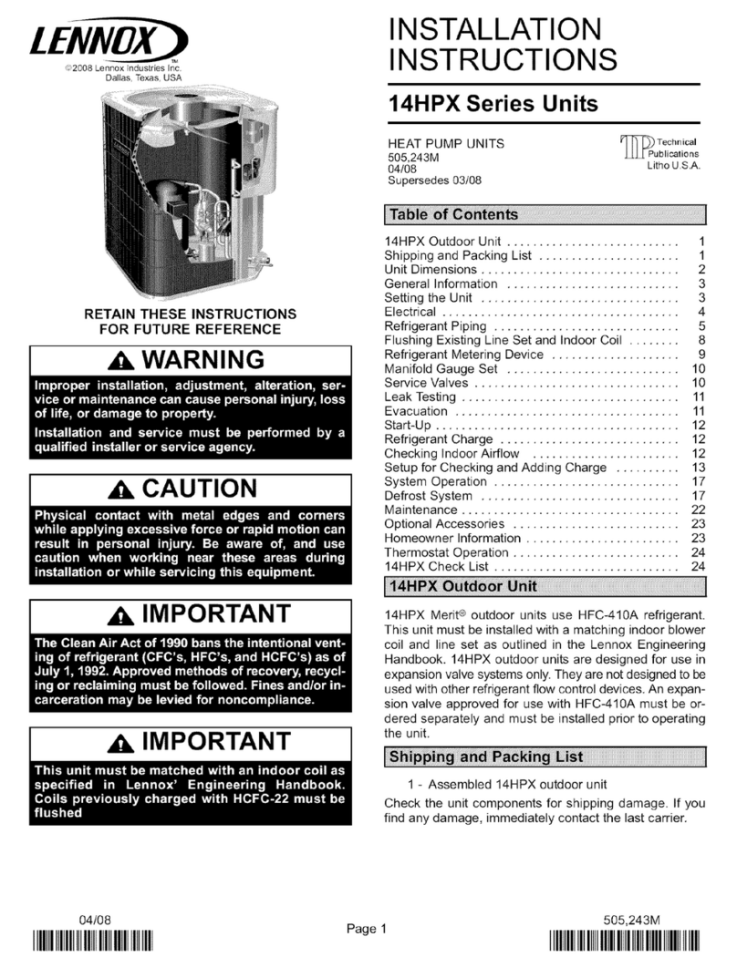 Lennox Merit 14HPX-018 User manual