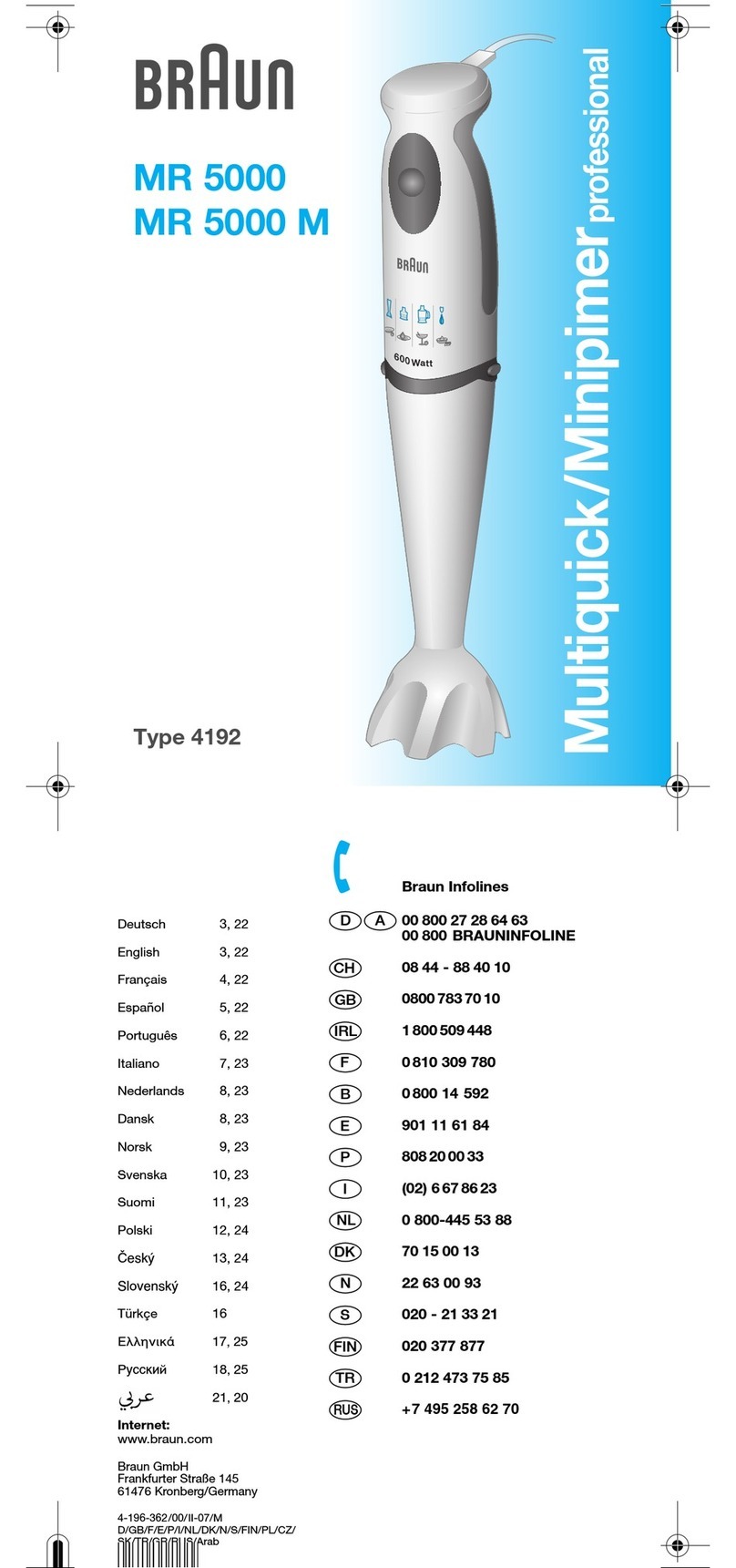 Braun MR 5000 User manual