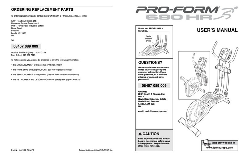 ICON pro-form 690 HR user manual