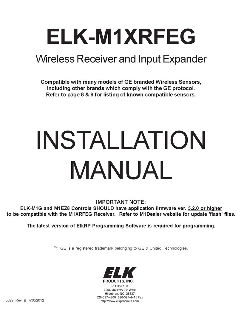 Elk Products ELK-M1XRFEG User manual