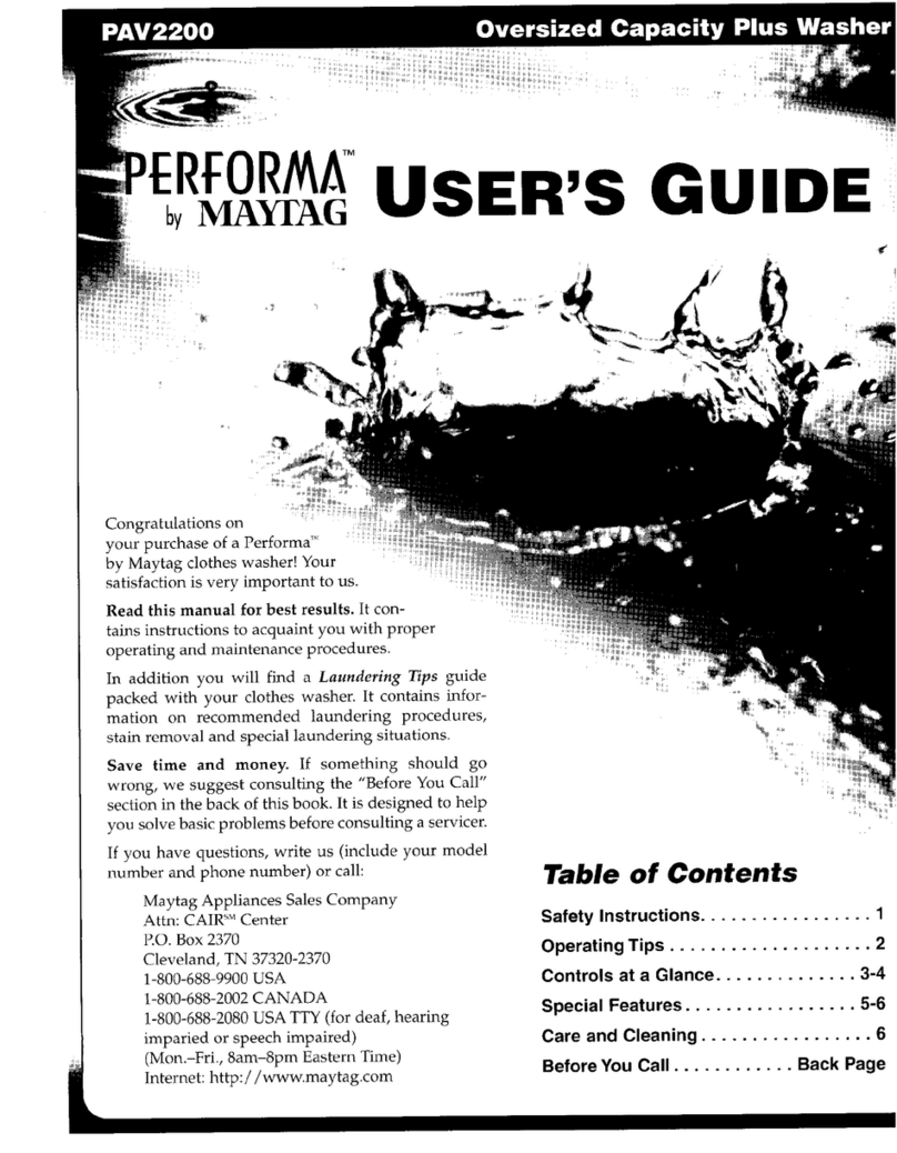 Maytag Performa PAV2200 User manual