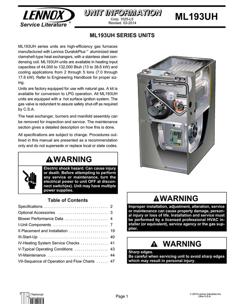 Lennox ML193UH045P36B Installation and operation manual Lennox ML193UH045P36B Installation and operation manual