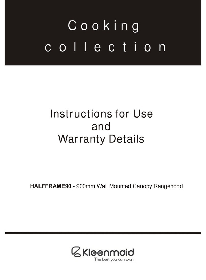 Kleenmaid HALFFRAME90 Instructions for use and warranty details