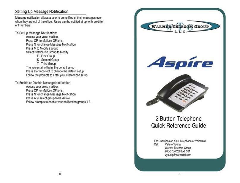 Warner Telecom Group Aspire Quick reference guide