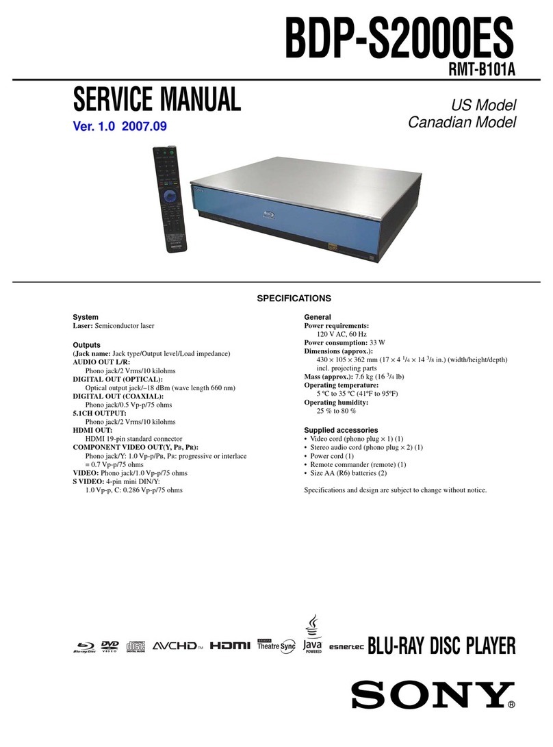 Sony BDPS2000ES - ES 1080p Blu-ray Disc Player Service manual