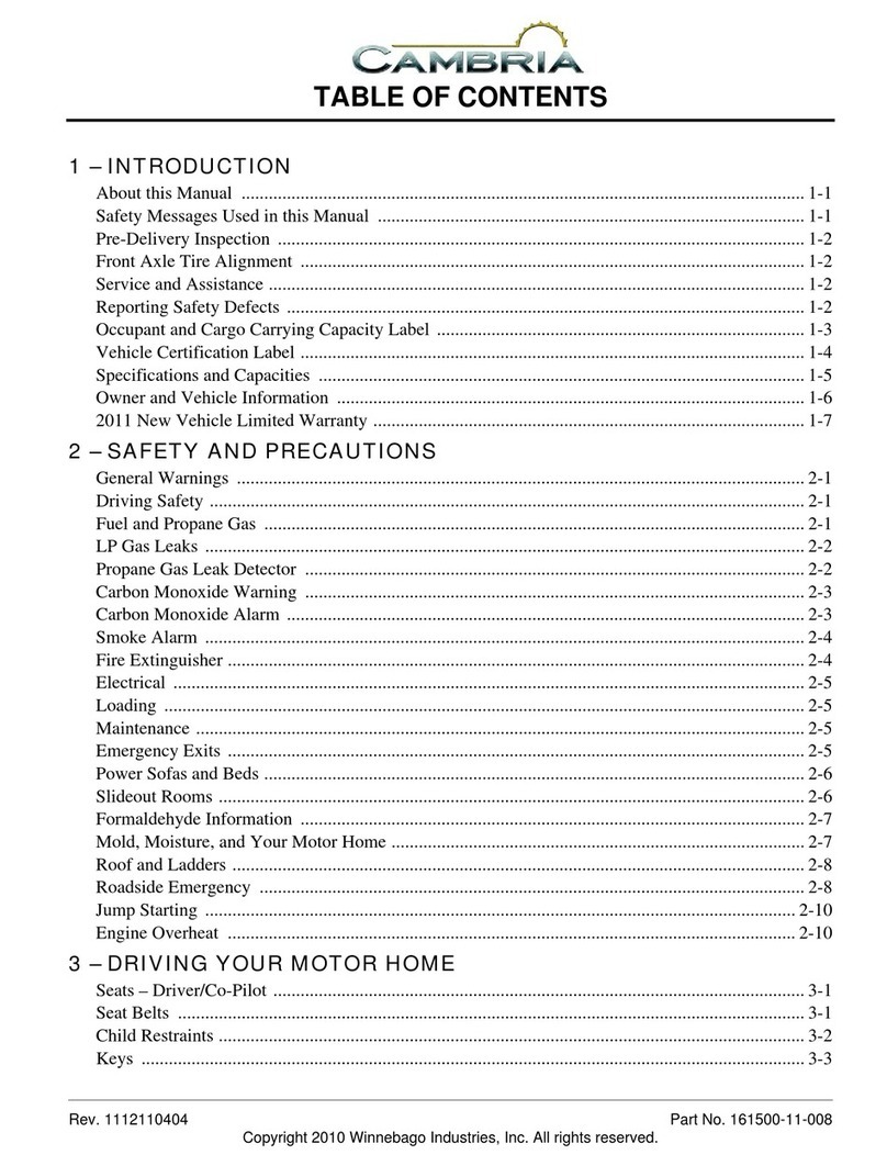 Winnebago 2011 Cambria owner's manual