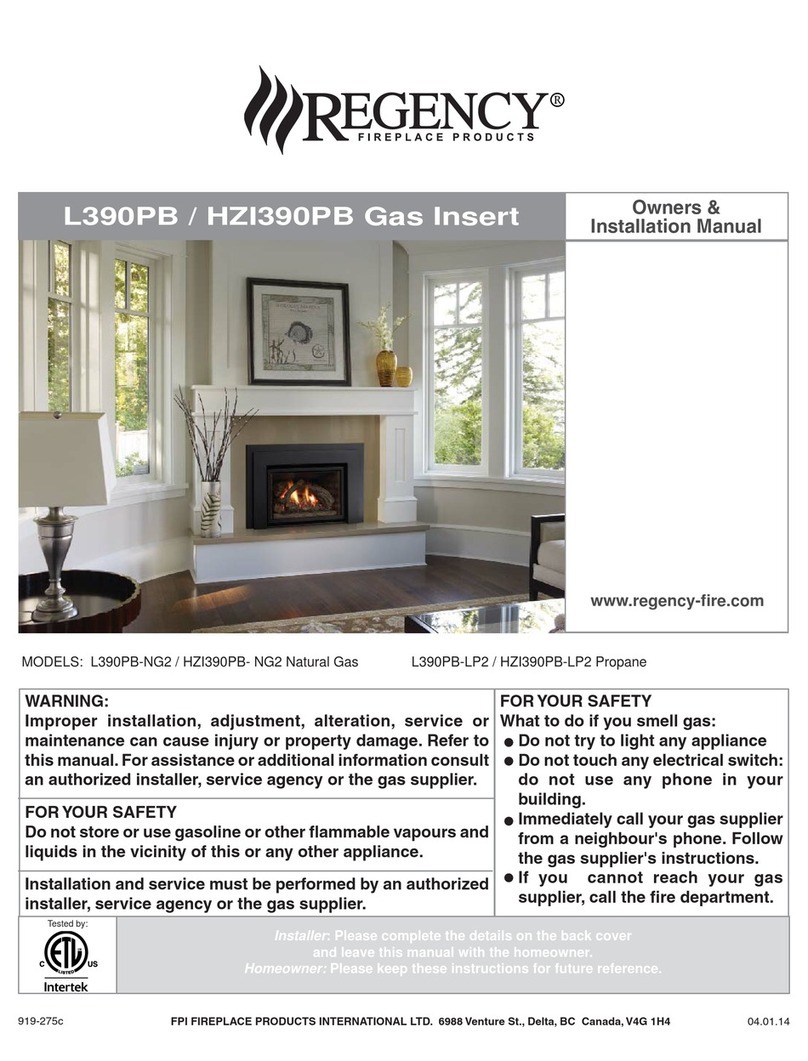 Regency L390PB Owners & installation manual Regency L390PB Owners & installation manual
