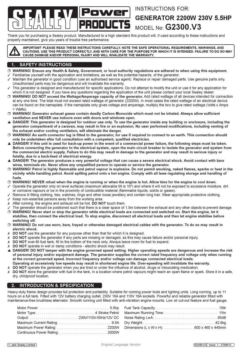 Sealey G2300.V3 User manual