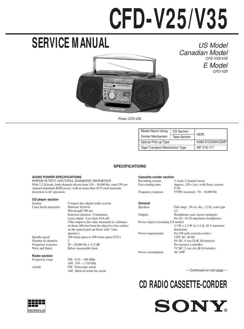 Sony CFD-V25 - Cd Radio Cassette-corder User manual