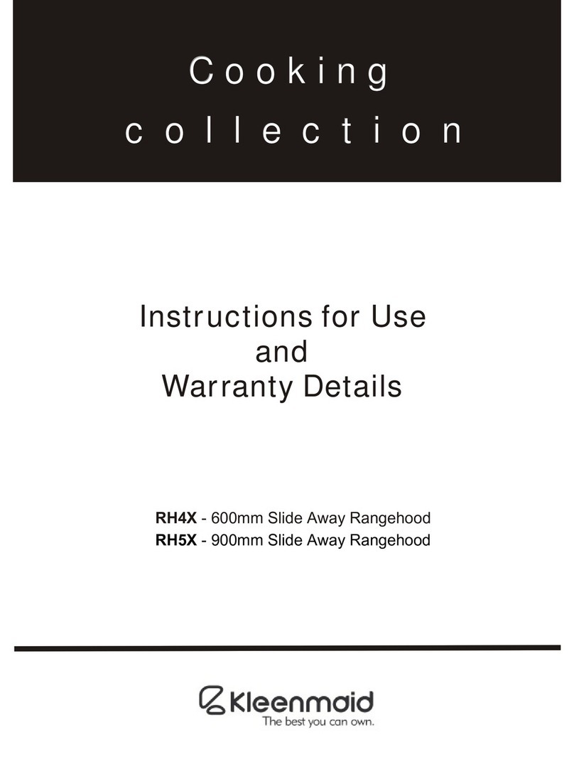 Kleenmaid RH4X Instructions for use and warranty details Kleenmaid RH4X Instructions for use and warranty details