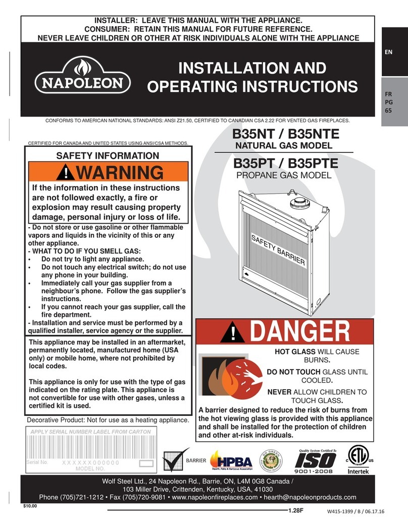 Napoleon B35NTE Installation and operating instructions