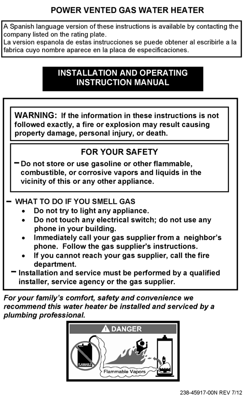 Bradford White 238-45917-OON Installation and operating instruction manual