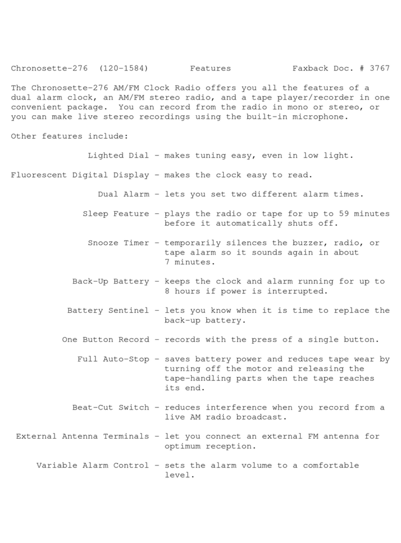 Radio Shack Chronosette-276 User manual