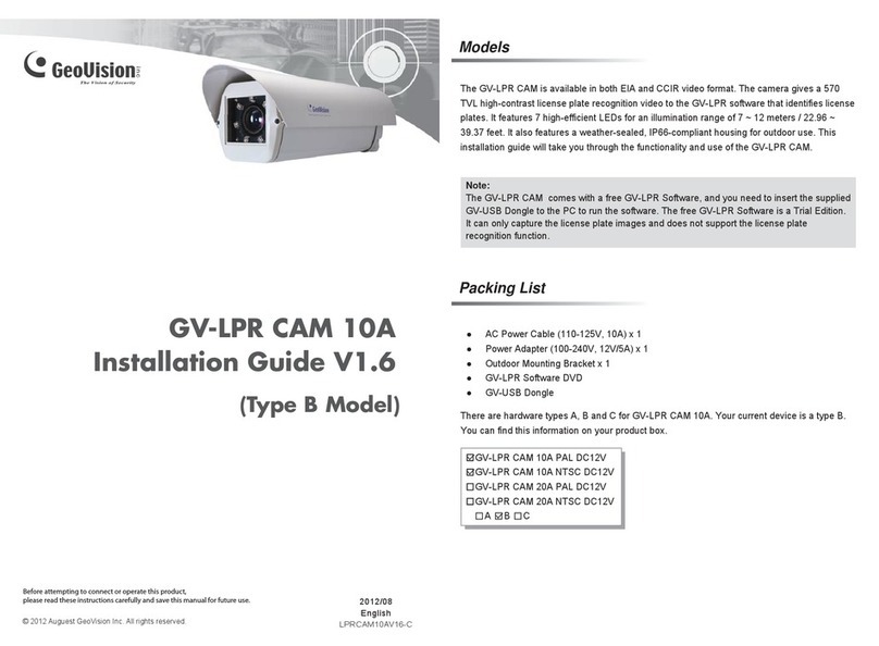 GeoVision GV-LPR CAM 10A User manual