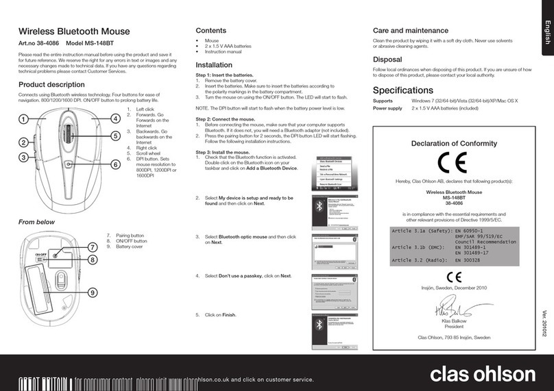 Clas Ohlson MS-148BT instruction manual