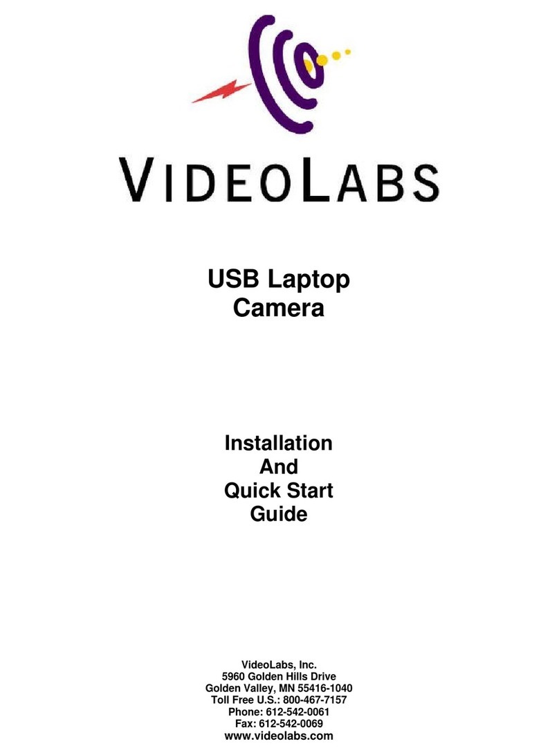 VideoLabs USB Laptop Camera Installation and quick start guide