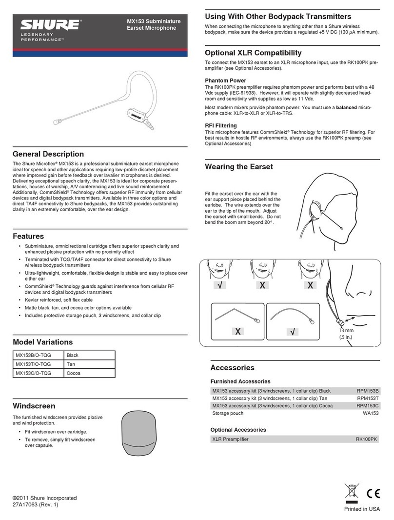 Shure MX153 User manual Shure MX153 User manual