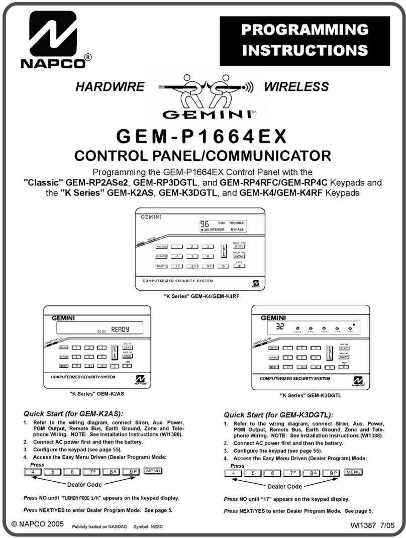 NAPCO Gemini GEM-P1664EX Installation manual