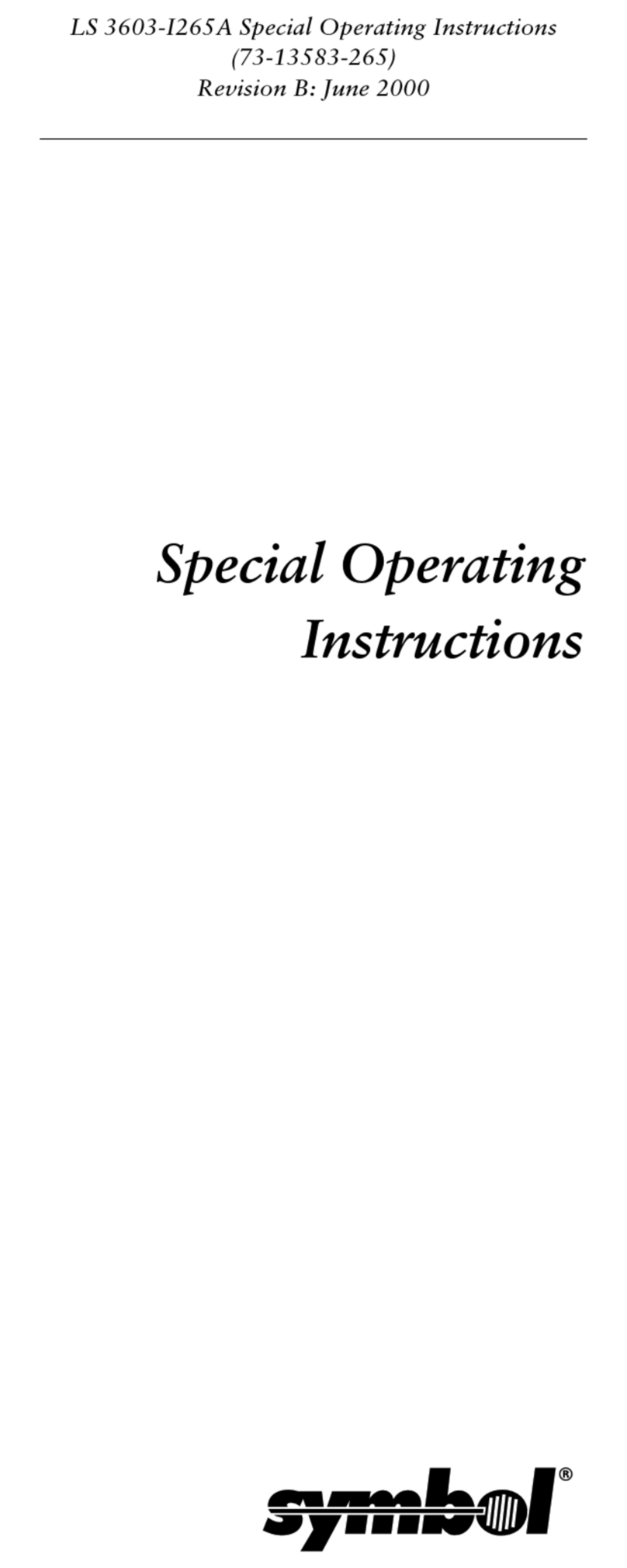 Symbol LS 3603 Operating instructions