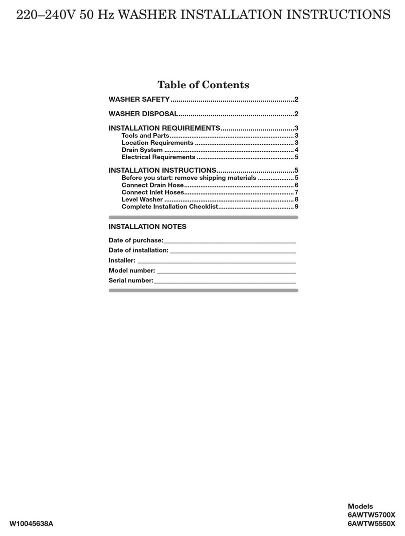 Whirlpool 6AWTW5700X installation instructions