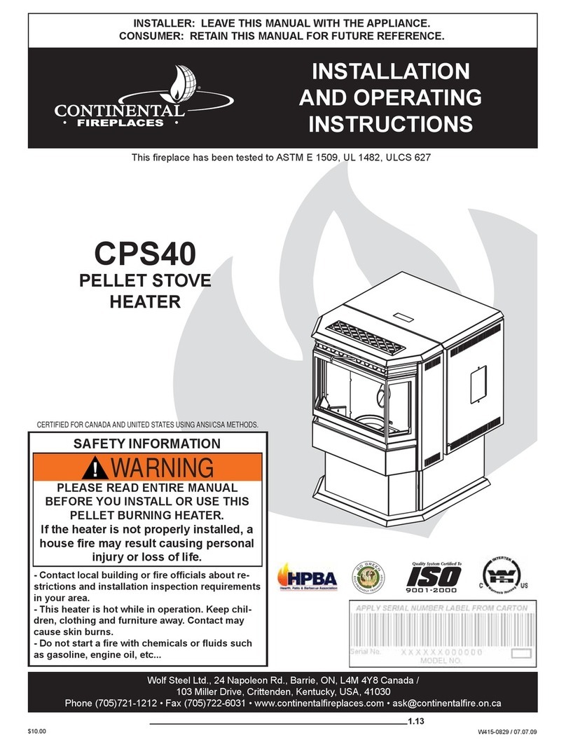 Continental Fireplaces CPS40 Installation and operating instructions
